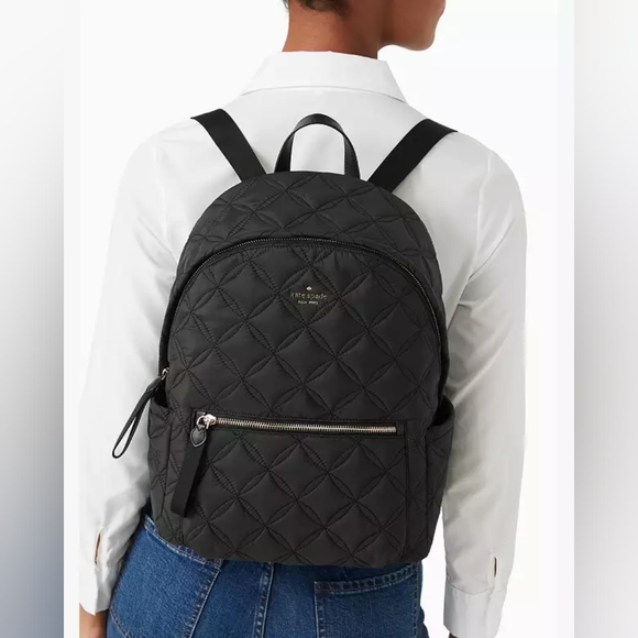 Kate Spade Designer Quilted Black Chelsea Large Backpack main image 4